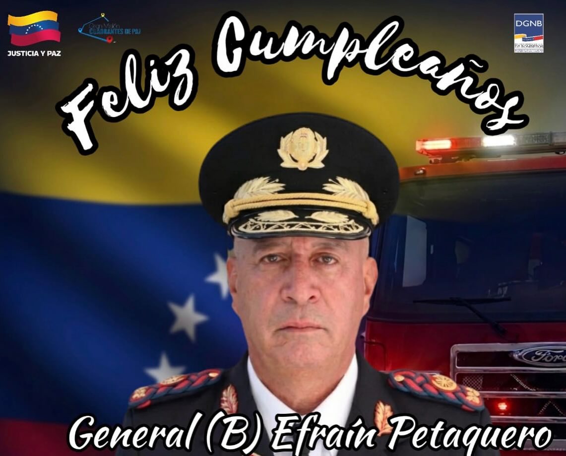 La Dirección General Nacional de Bomberos de Venezuela felicita con orgullo y agrado al Gral (B) Efraín Petaquero, nuestro Coordinador Nacional de Operaciones, con motivo de celebrar su cumpleaños. 🎂✨

Agradecemos profundamente su liderazgo impecable, su entrega incondicional en cada despliegue y esa vocación de servicio que inspira a todos los hombres y mujeres de azul a seguir salvando vidas con honor y disciplina. 

¡Le deseamos un año lleno de salud, éxitos y bendiciones junto a sus seres queridos! 👨‍🚒💪🇻🇪

#BomberosDeVenezuela #EfrainPetaquero #CumpleañosBomberos #OperacionesBomberos #Bomberos