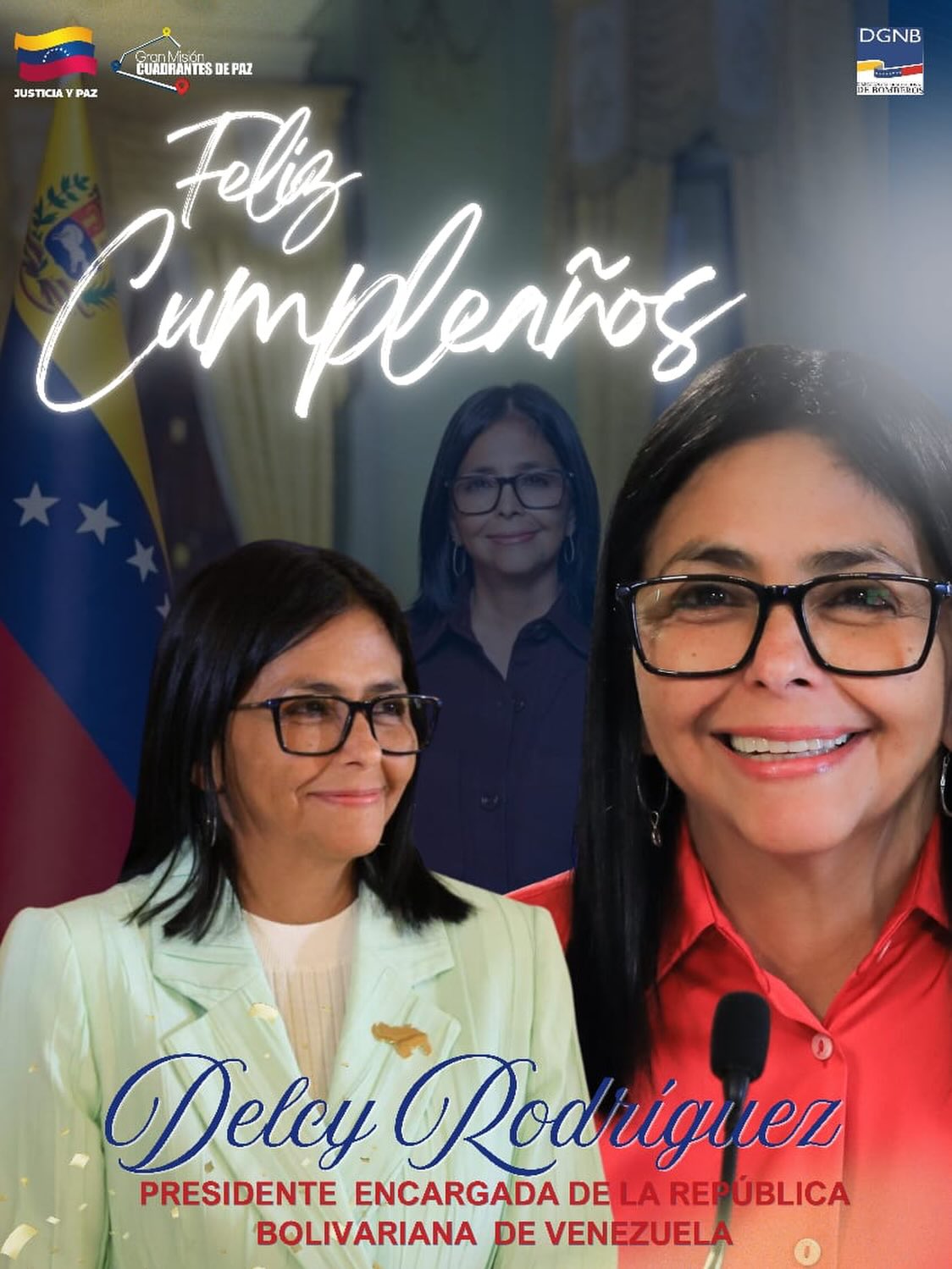 La Dirección General Nacional de Bomberos de Venezuela extiende sus más sinceras felicitaciones a la Presidenta Encargada Delcy Rodríguez por arribar hoy a un año más de vida. 🇻🇪✨

Reafirmamos nuestro compromiso absoluto con la seguridad del pueblo venezolano, el fortalecimiento de nuestras instituciones y la noble labor de salvar vidas bajo su liderazgo.

¡Éxito y bendiciones en este dia maravilloso! 🧑‍🚒💪

#BomberosDeVenezuela #DelcyRodriguez #Venezuela #DgnbEnLinea #Bomberos